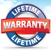 warranty badge seal red blue white clouds